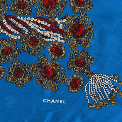 Chanel Silk Jewel Printed Square Scarf Blue Multicolor 2 of 3