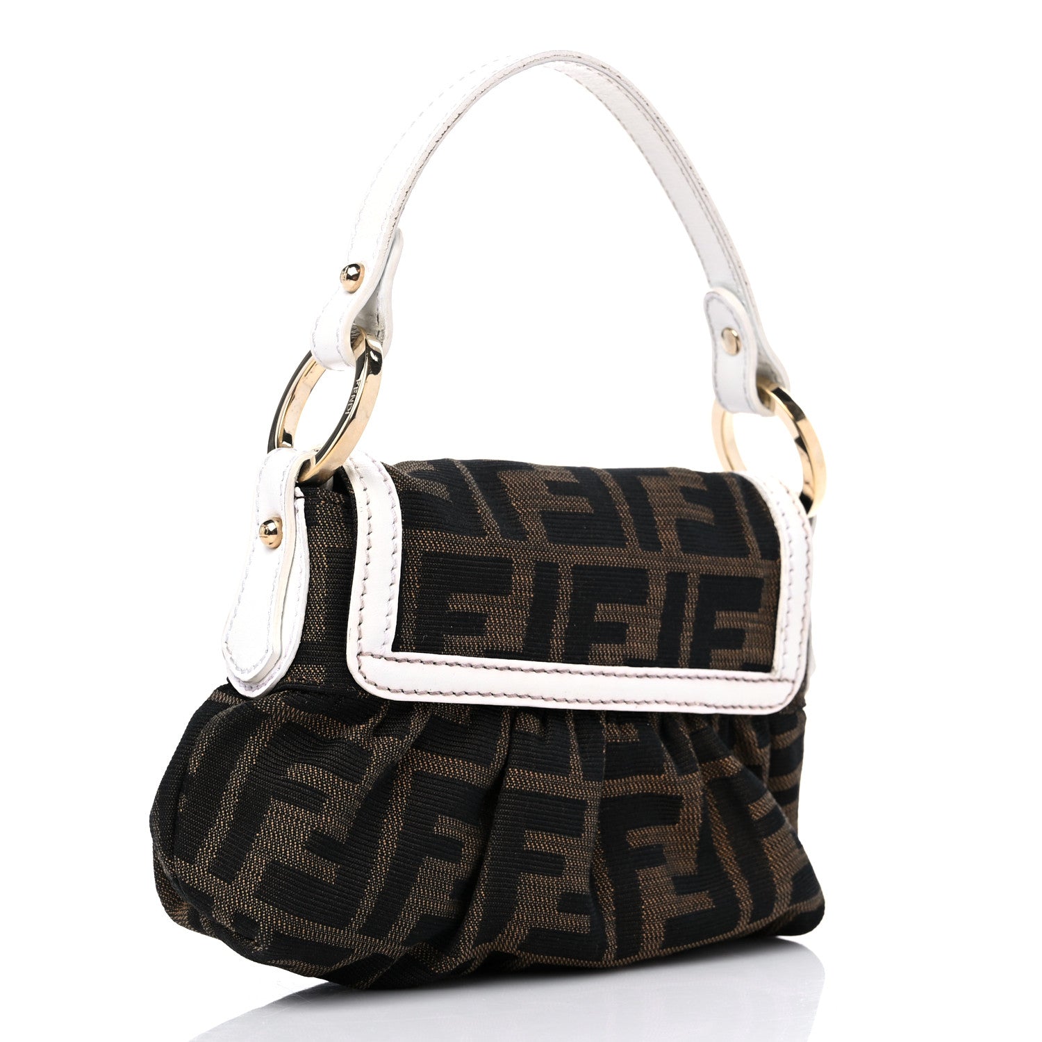 Fendi Zucca Cuoio Lucido Mini Chef Shoulder Bag Tobacco White 3 of 10