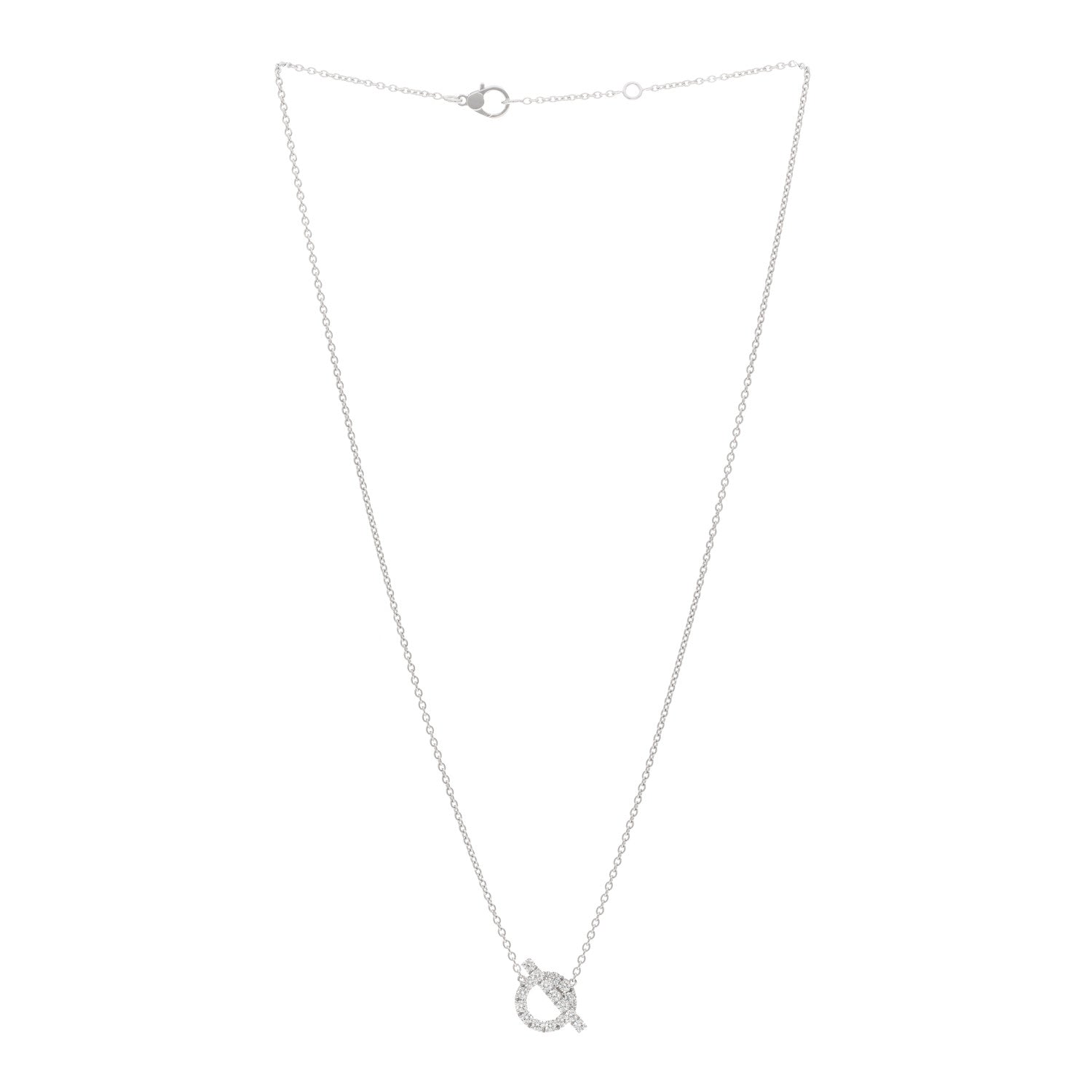 Hermes 18K White Gold Diamond Finesse Pendant Necklace 3 of 5