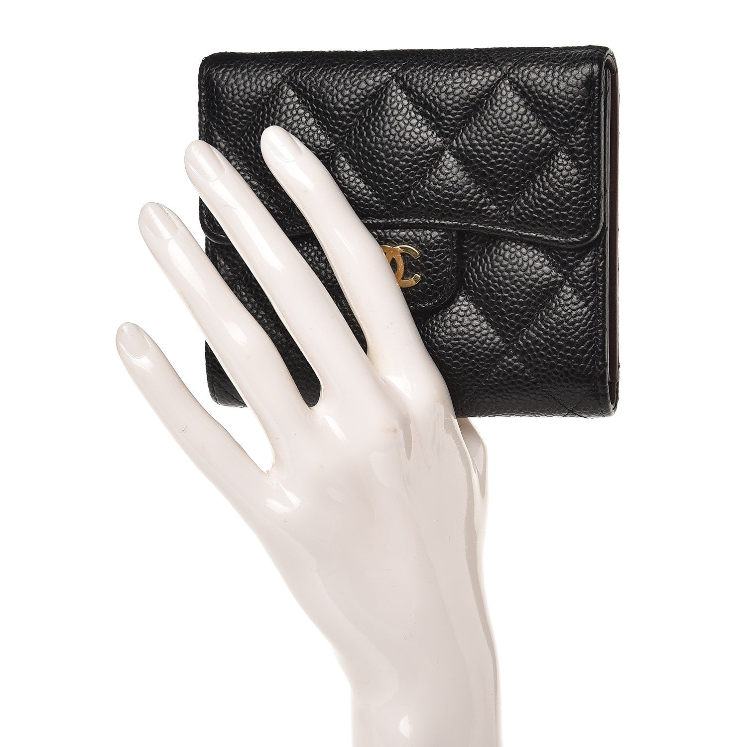 Chanel Caviar Quilted Compact Flap Wallet Black 2 of 9