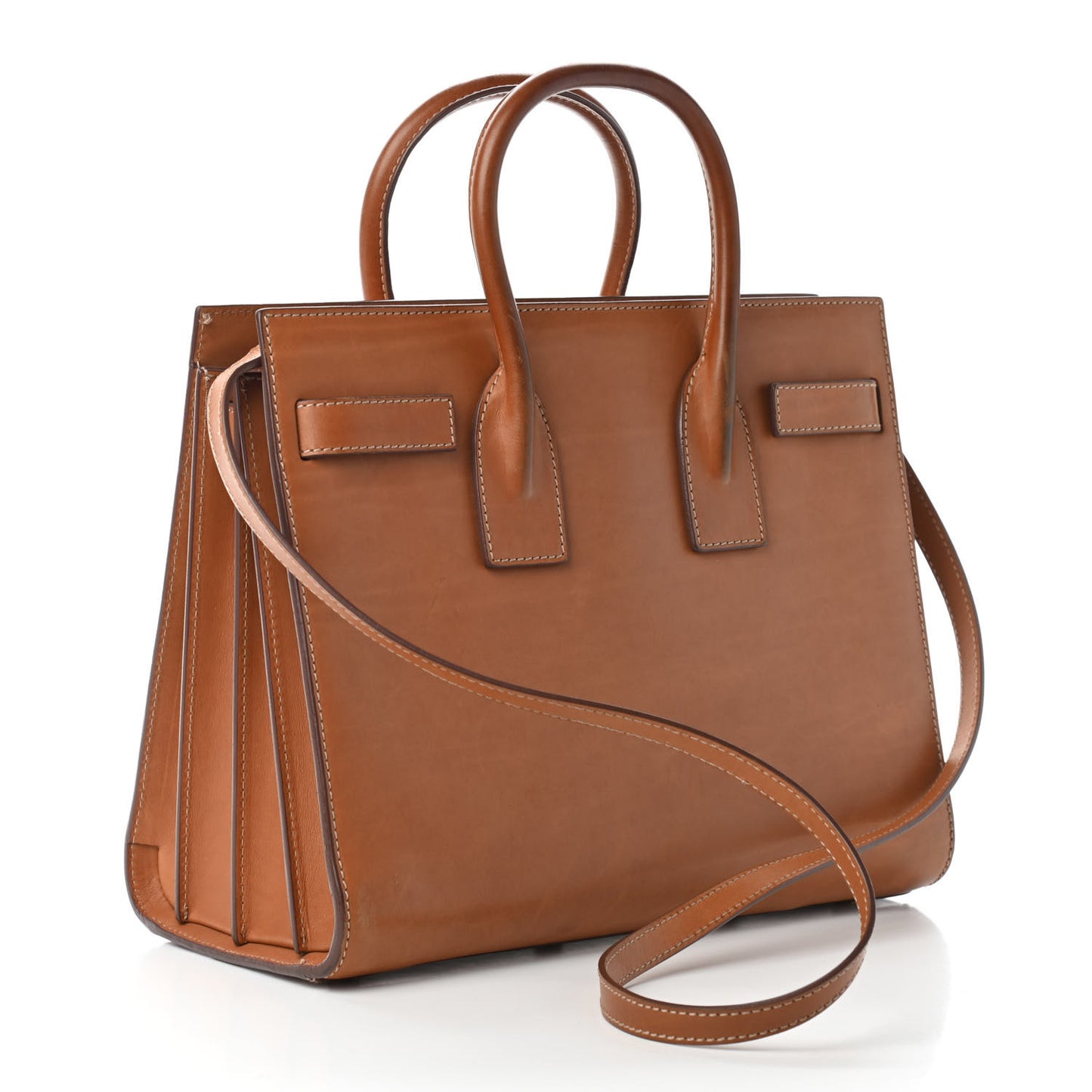 Calfskin Topstitch Small Sac De Jour Light Brown