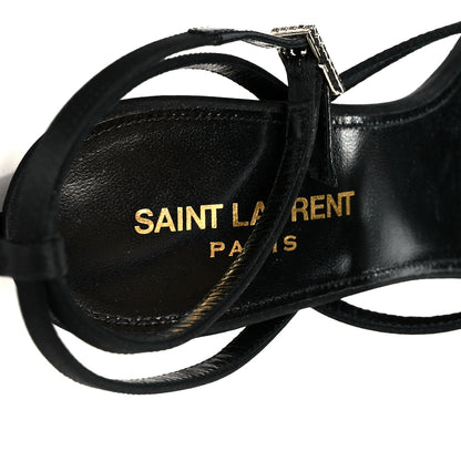 Saint Laurent Crepe Satin Crystal Nadja 105 Ankle Strap Sandals 37 Black 7 of 9