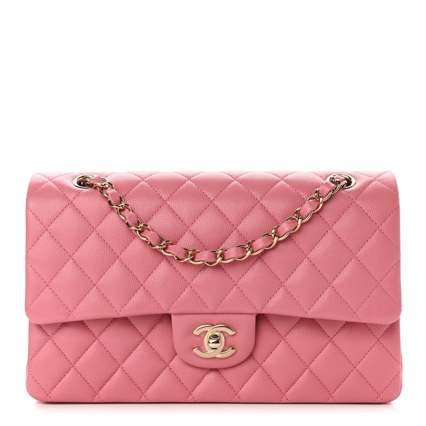 Caviar Quilted Medium Double Flap Dark Pink