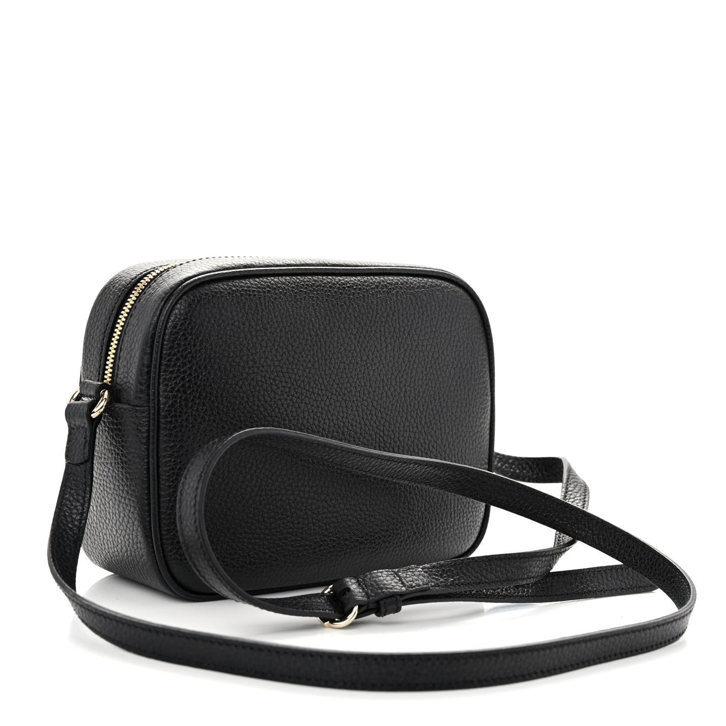 Pebbled Calfskin Small Soho Disco Bag Black