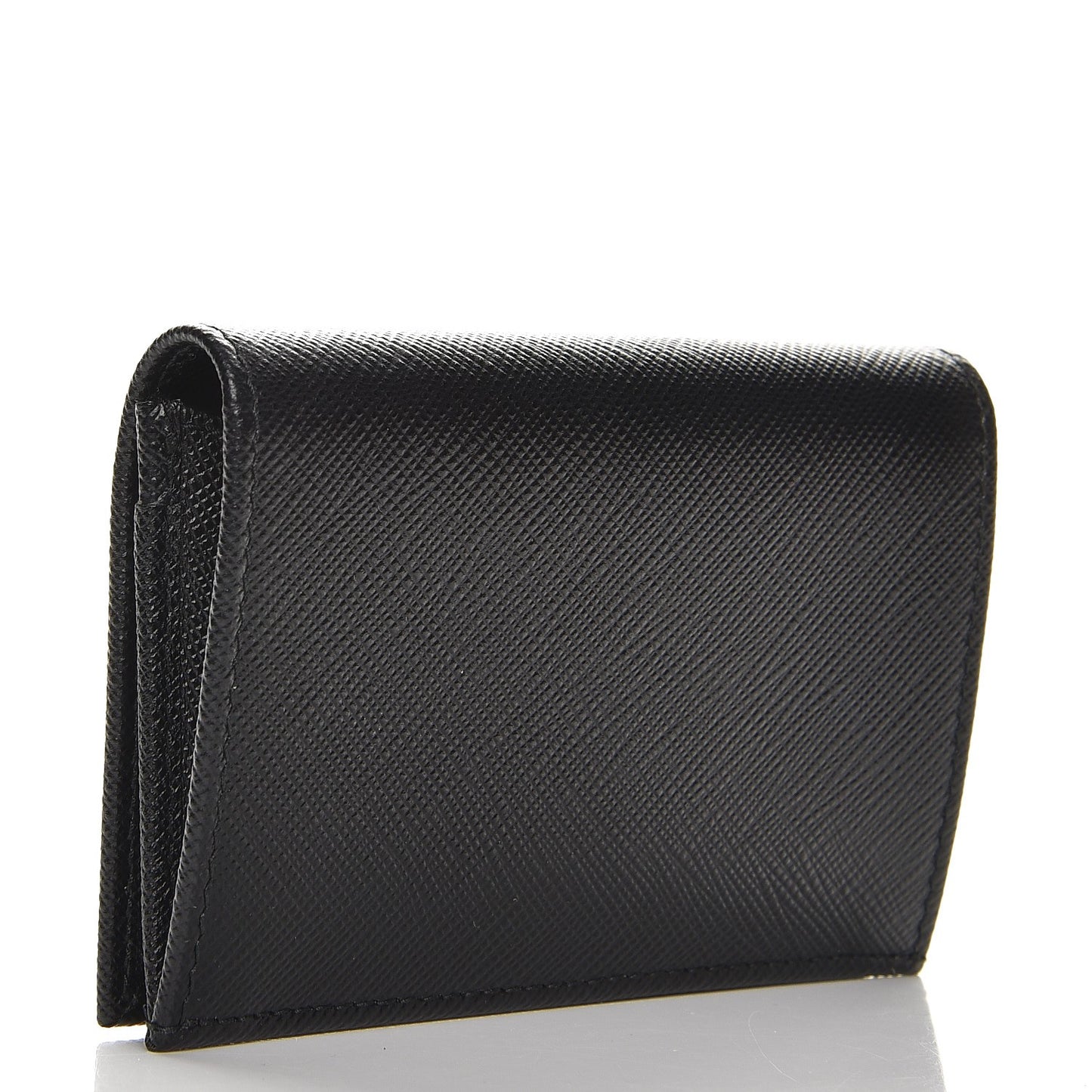 Saffiano Metal Bi-Fold Card Holder Wallet Black