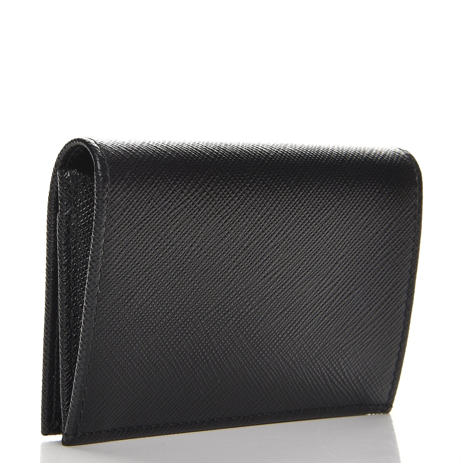 Prada Saffiano Metal Bi-Fold Card Holder Wallet Black 3 of 8