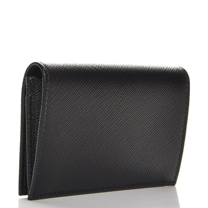Prada Saffiano Metal Bi-Fold Card Holder Wallet Black 3 of 8