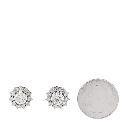 Parker & West by FASHIONPHILE 14K White Gold Diamond 3.75ctw Round Cut Halo Earrings 2 of 4