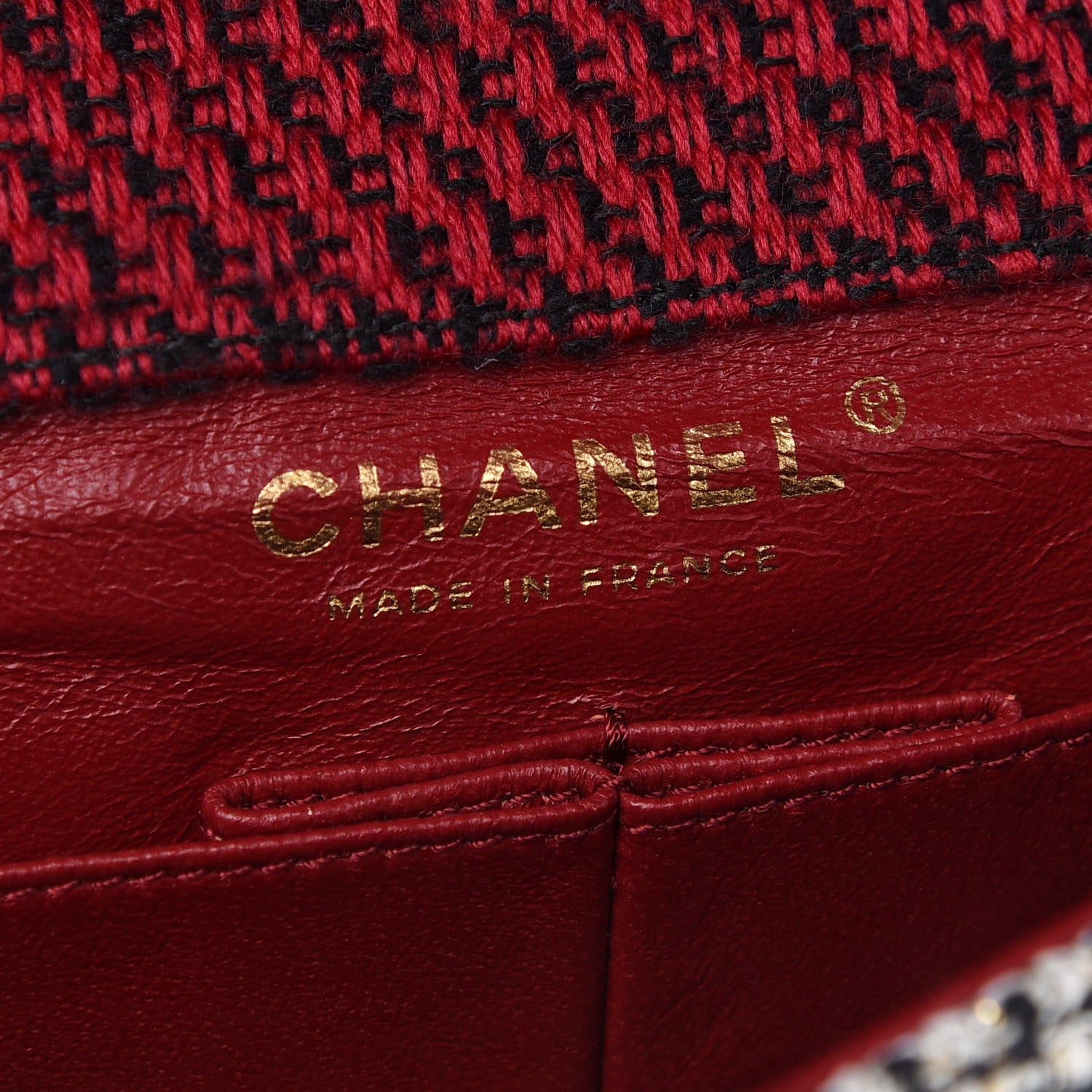 Chanel Tweed Quilted Medium Single Flap Red Black White 6 of 9
