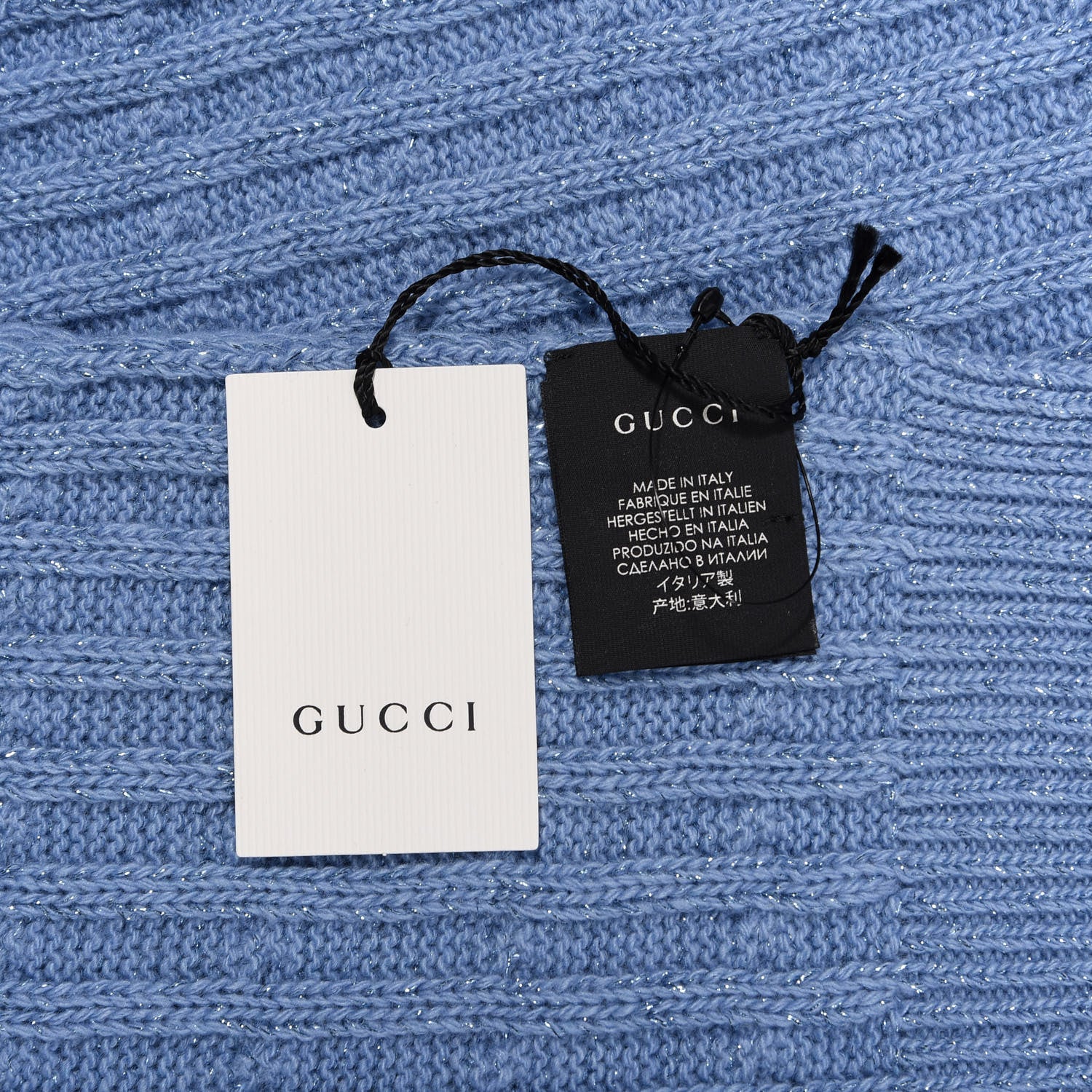Gucci Wool Knit Shine Reg Scarf Bluette Sky Blue 4 of 4