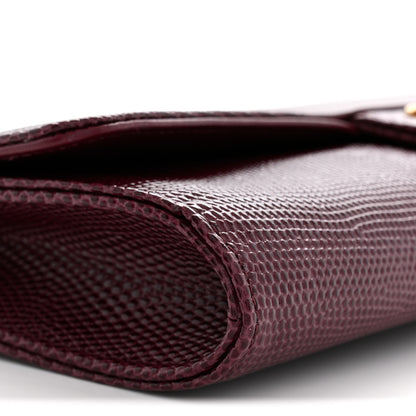Chanel Calfskin Lizard Embossed Clutch With Chain Bordeaux 9 of 11
