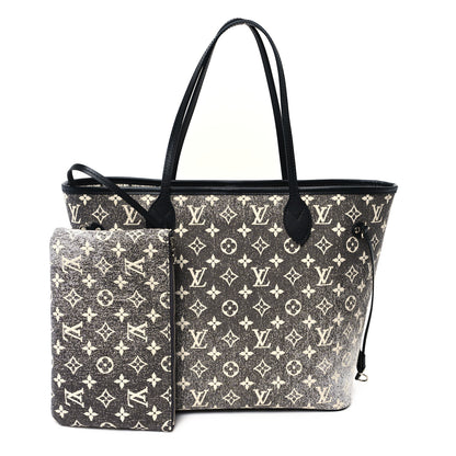 Louis Vuitton Denim Monogram Jacquard Neverfull MM Grey 3 of 10