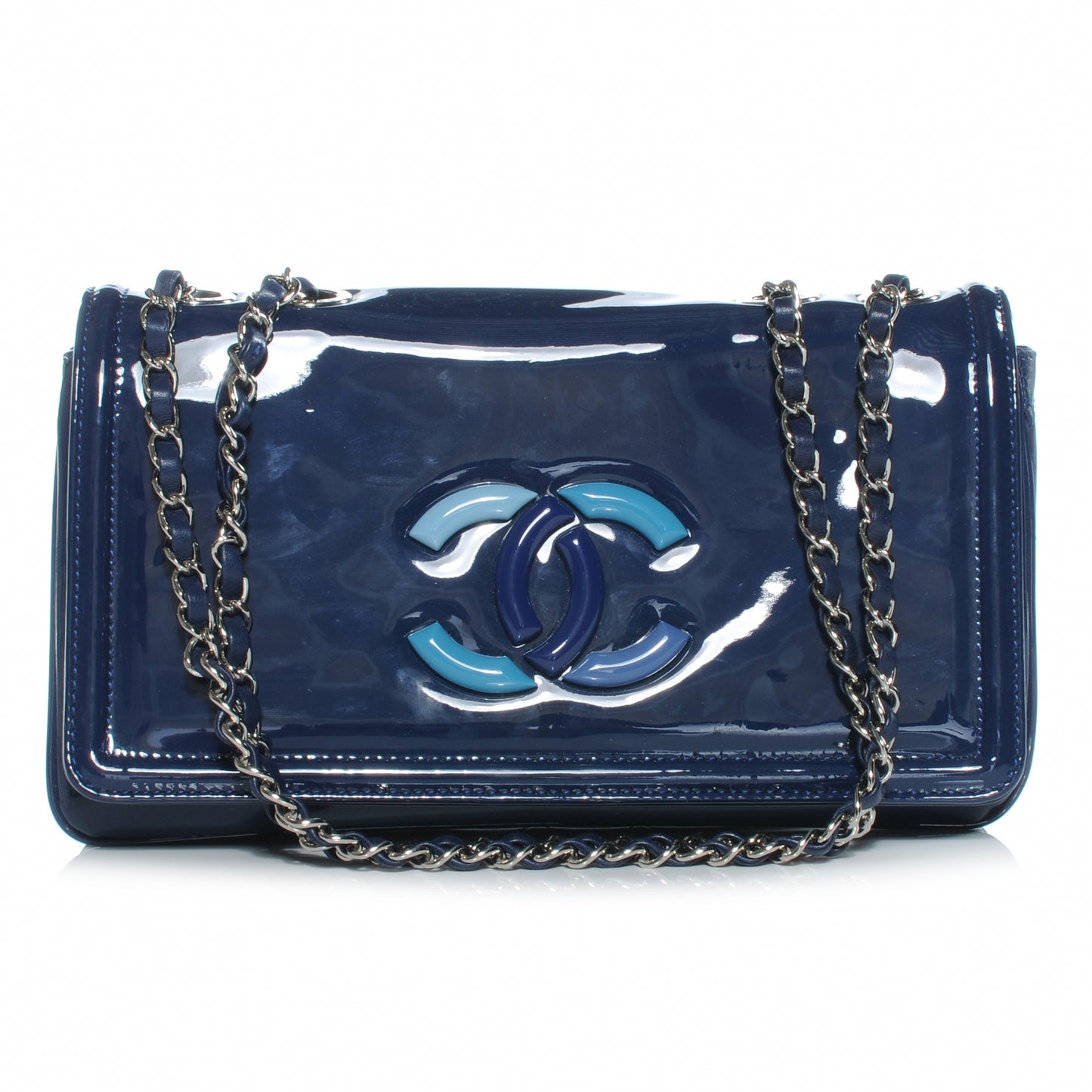 Vinyl Small Lipstick Flap Bag Blue