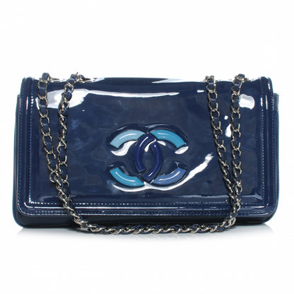Chanel Vinyl Small Lipstick Flap Bag Blue 1 of 9