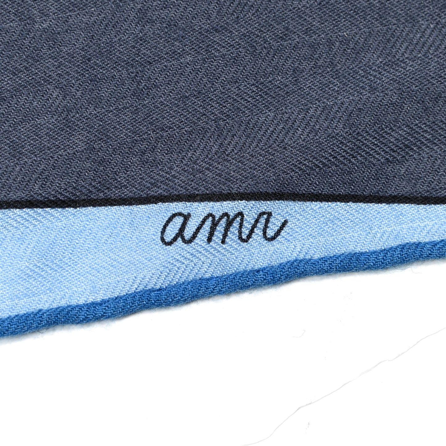 Cashmere Silk Tete a Tete Equestre Scarf 100 Marine Bleu Jean