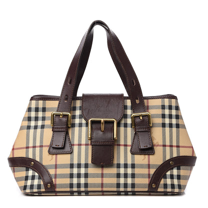 Burberry Haymarket Check Buckle Satchel Chocolate 1 of 14