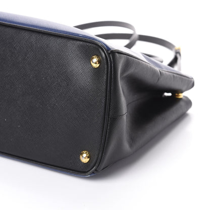 Prada Saffiano Lux Bi-Color Medium Galleria Double Zip Tote Bluette Black 9 of 9
