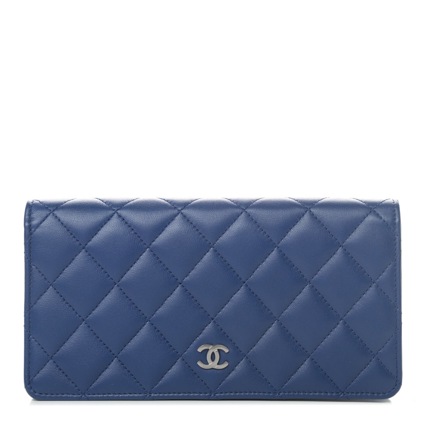Lambskin Quilted Yen Wallet Dark Blue