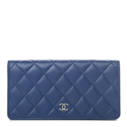 Chanel Lambskin Quilted Yen Wallet Dark Blue 1 of 13