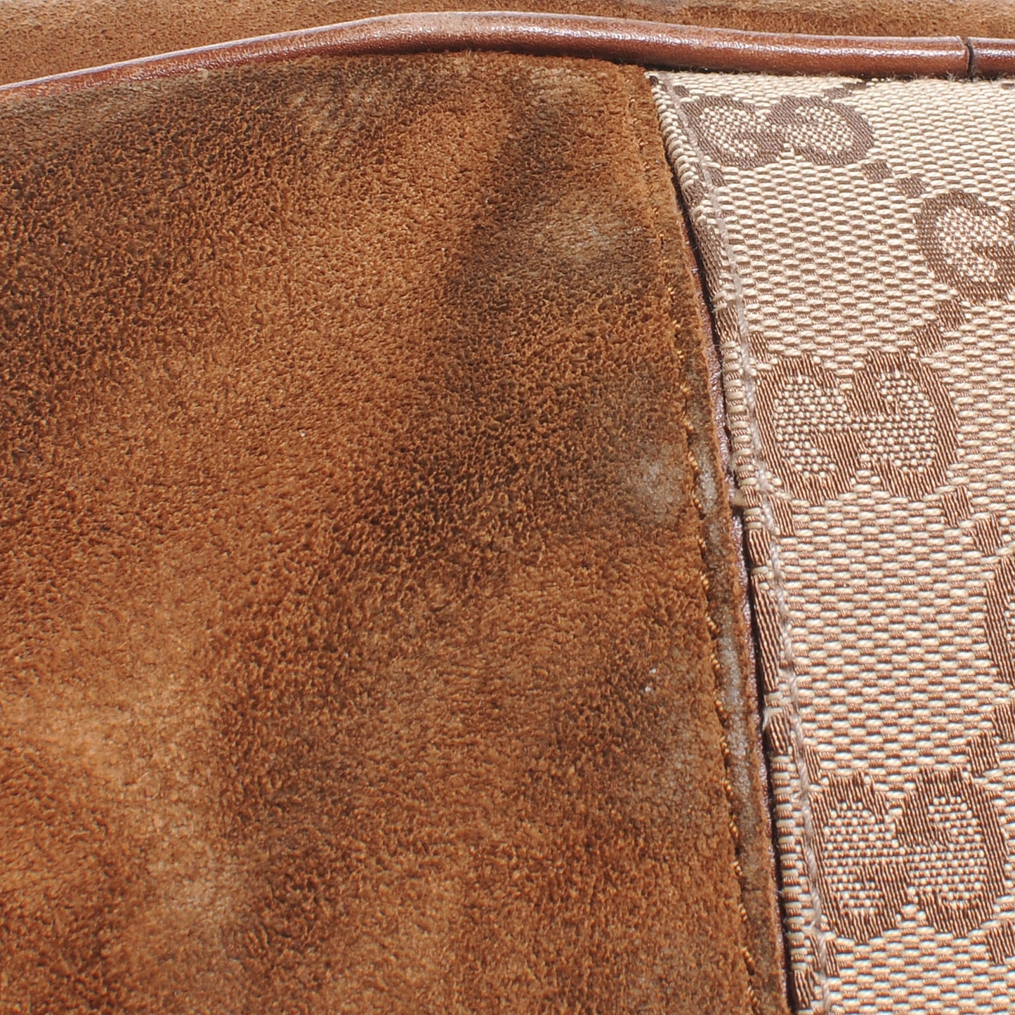 Suede Monogram Drawstring Shoulder Bag Brown