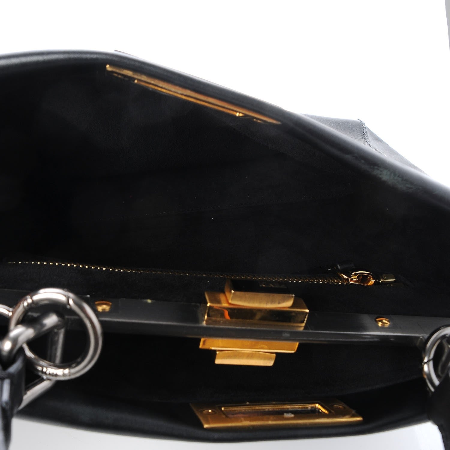 Fendi Vitello Suede Medium Peekaboo Iconic Satchel Black 7 of 7