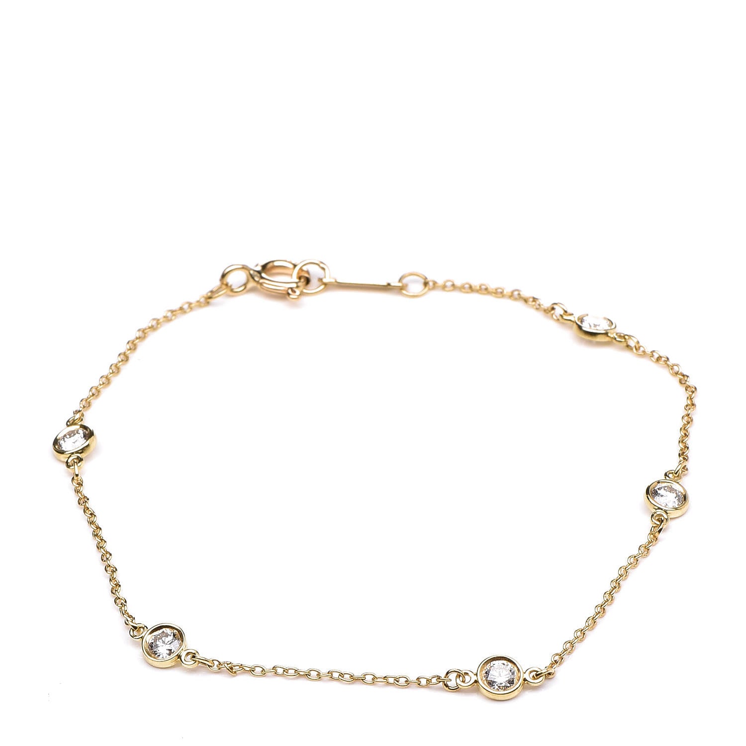 Tiffany 18K Yellow Gold Diamond .40ctw Elsa Peretti Diamonds by the Yard Station Bracelet 1 of 5