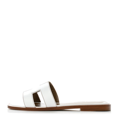 Hermes Box Calfskin Oran Sandals 35 White 1 of 9