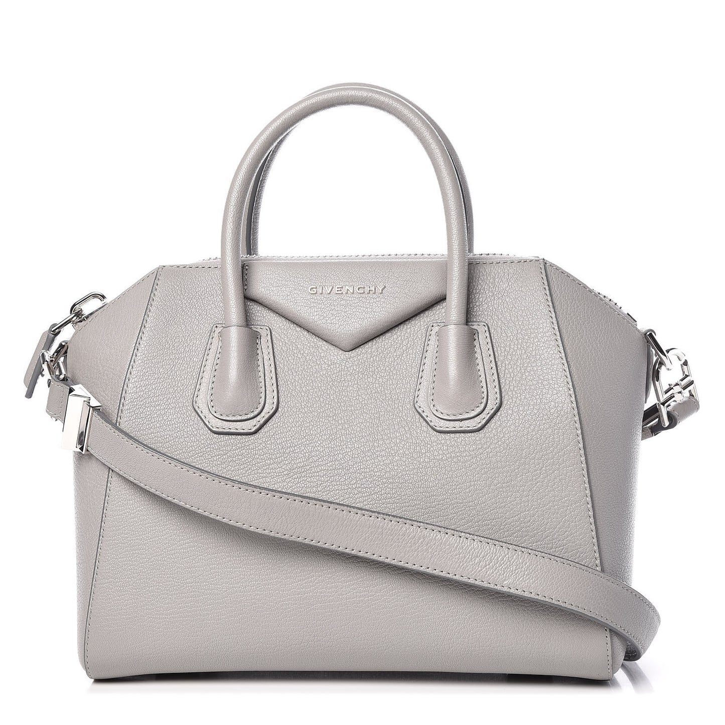 Sugar Goatskin Small Antigona Pearl Grey