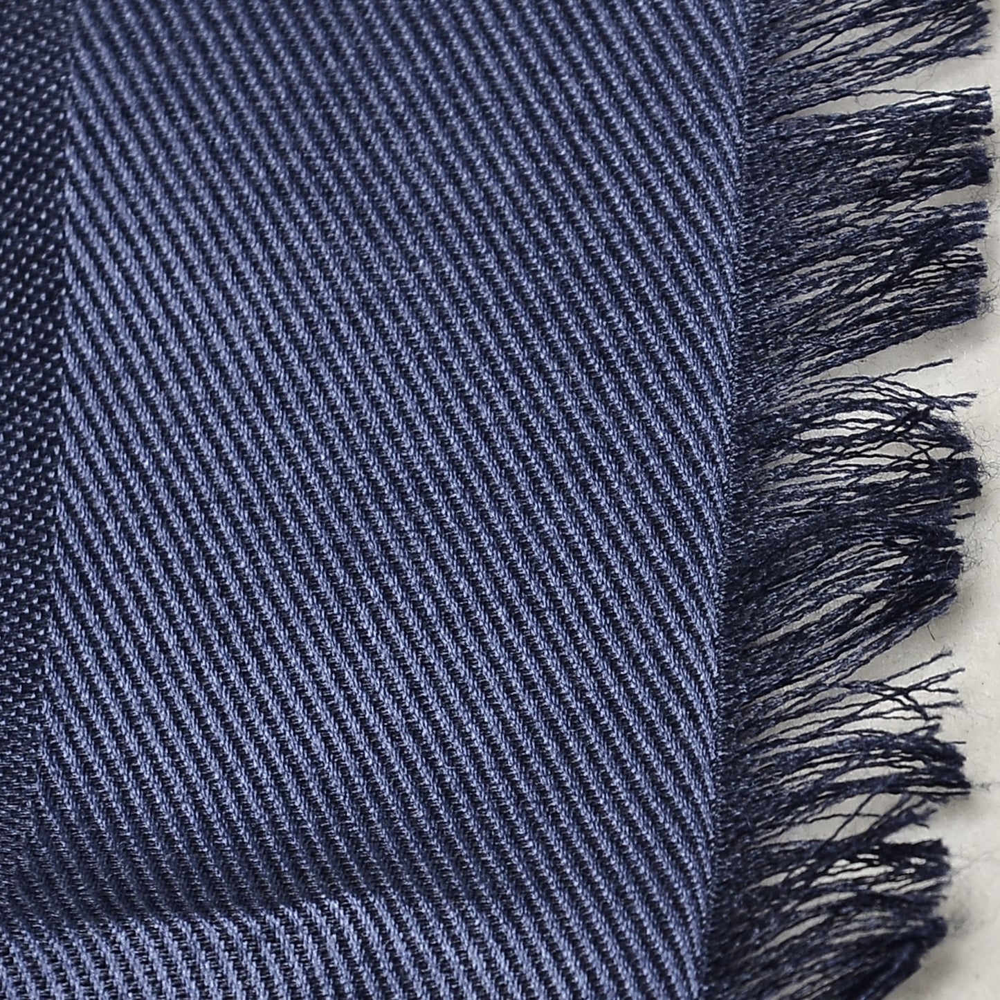 Wool Silk Monogram Shawl Blue Nuit