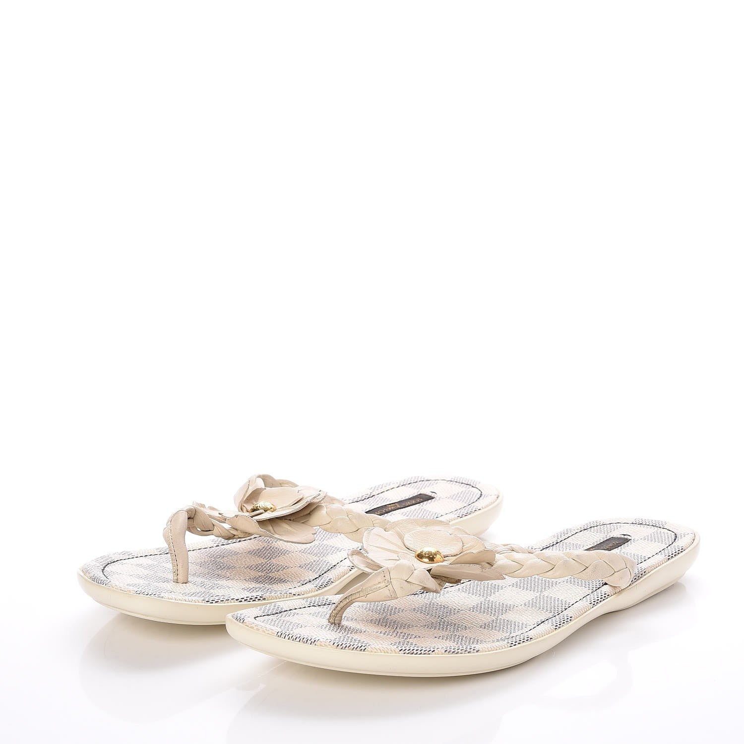 Louis Vuitton Damier Azur Flower Thong Sandals 39 White 3 of 11