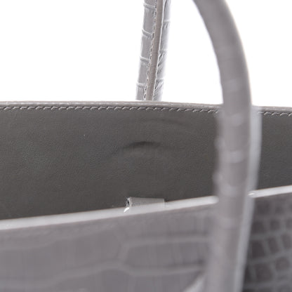 Saint Laurent Calfskin Crocodile Embossed Small Sac De Jour Fog 10 of 21