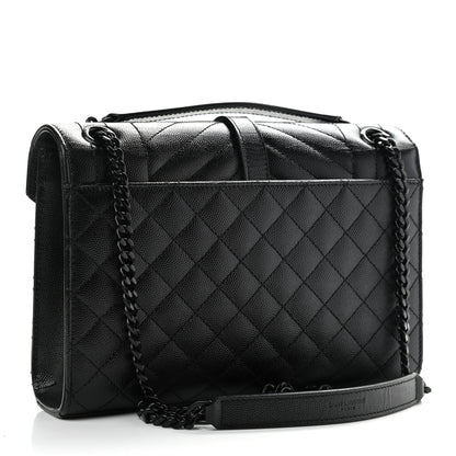 Saint Laurent Grain De Poudre Textured Mixed Matelasse Triquilt Medium Monogram Satchel Black 3 of 10