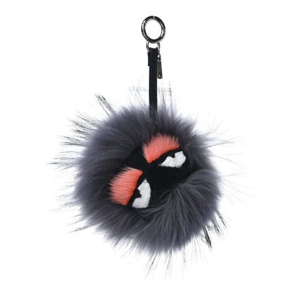 Fendi Fox Mink Rabbit Fur Minty Monster Bag Bug Charm Grey Multicolor 1 of 3