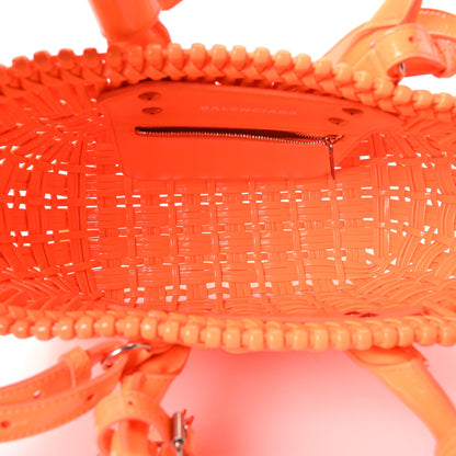 Balenciaga Varnished Faux Calfskin Braided XS Bistro Basket Fluo Orange 5 of 10