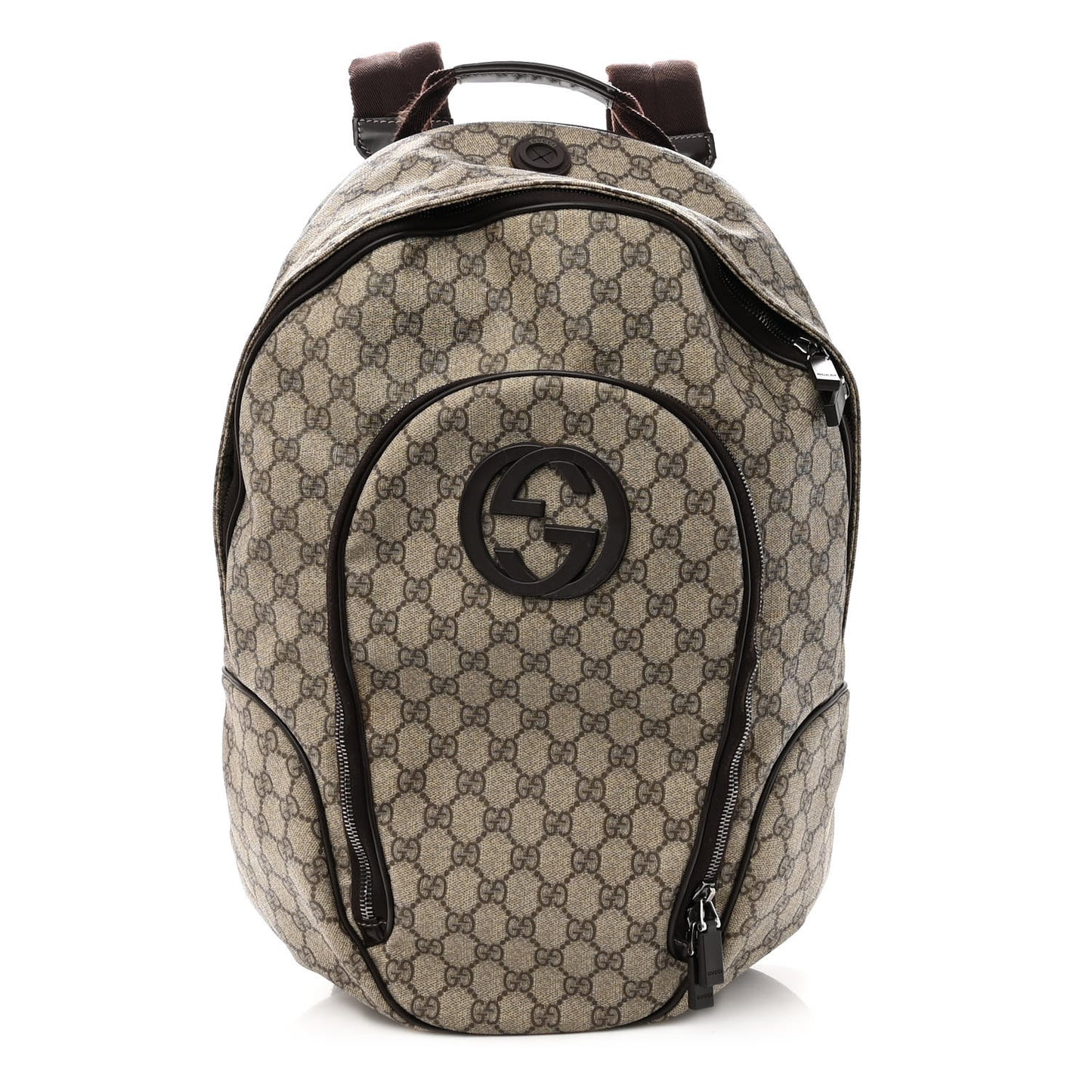 GG Plus Monogram Interlocking G Medium Backpack Dark Brown
