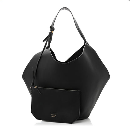 Khaite Pebbled Sport Calfskin Medium Lotus Tote Black 3 of 10
