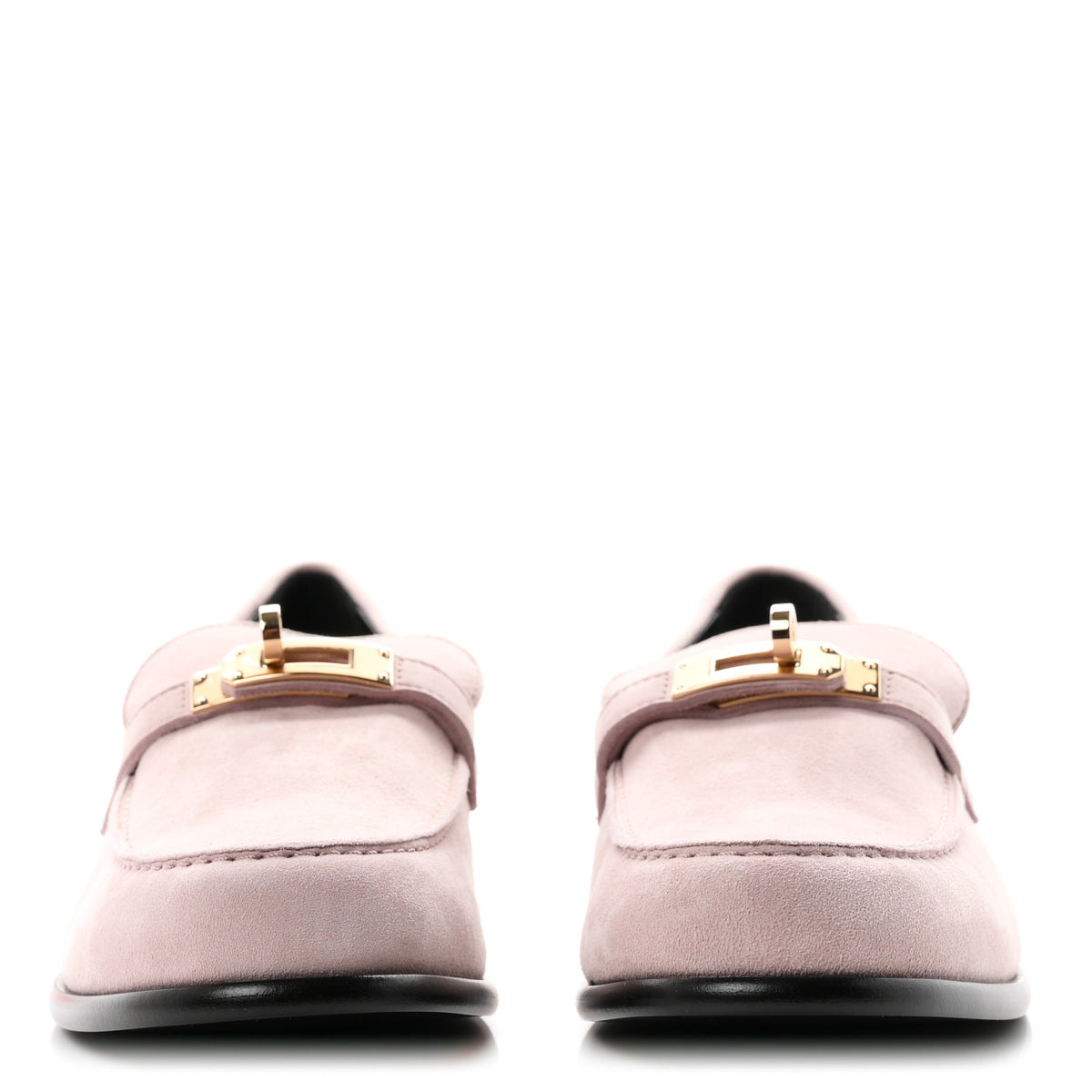 Hermes Suede Goatskin Womens Destin Loafers 38 Rose Porcelaine 3 of 9
