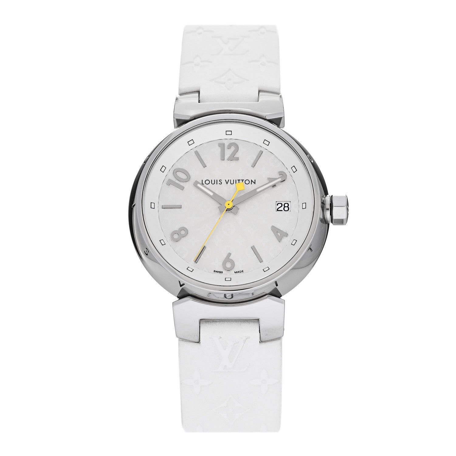 Louis Vuitton Stainless Steel Rubber 34mm Tambour Quartz Watch White 1 of 5
