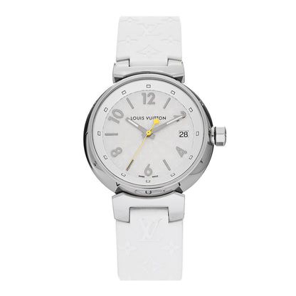 Louis Vuitton Stainless Steel Rubber 34mm Tambour Quartz Watch White 1 of 5