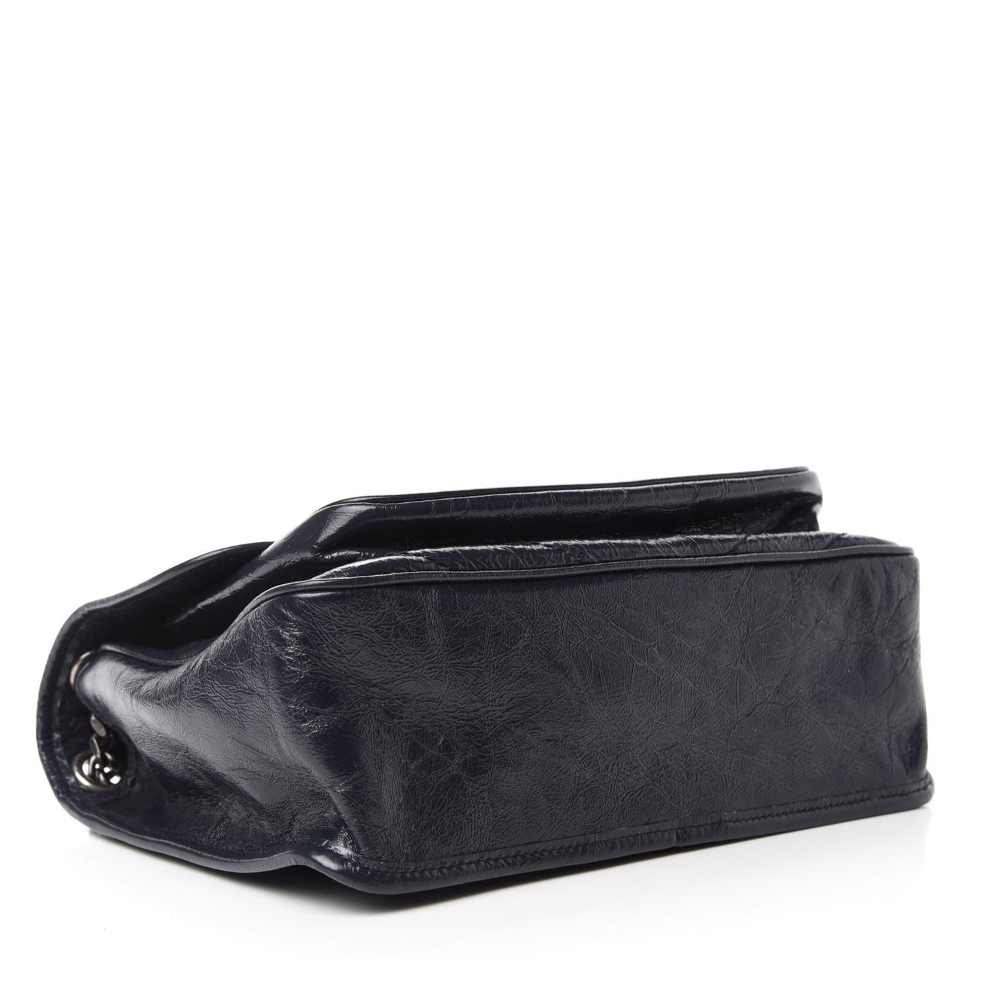 Crinkled Calfskin Matelasse Monogram Medium Niki Chain Satchel Deep Marine