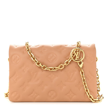 Louis Vuitton Lambskin Embossed Monogram Pochette Coussin Camel 1 of 10