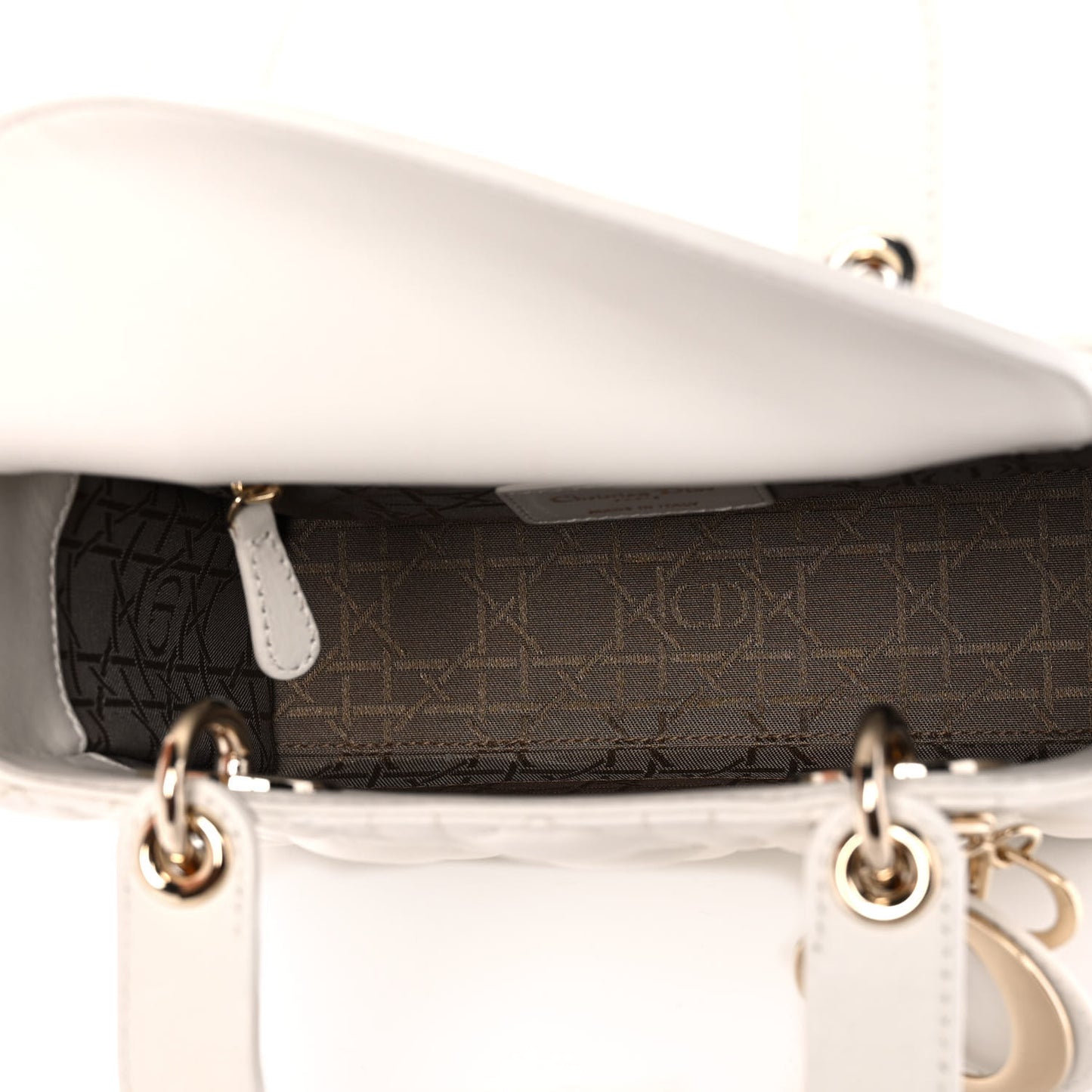 Lambskin Cannage Small My ABCDior Lady Dior White