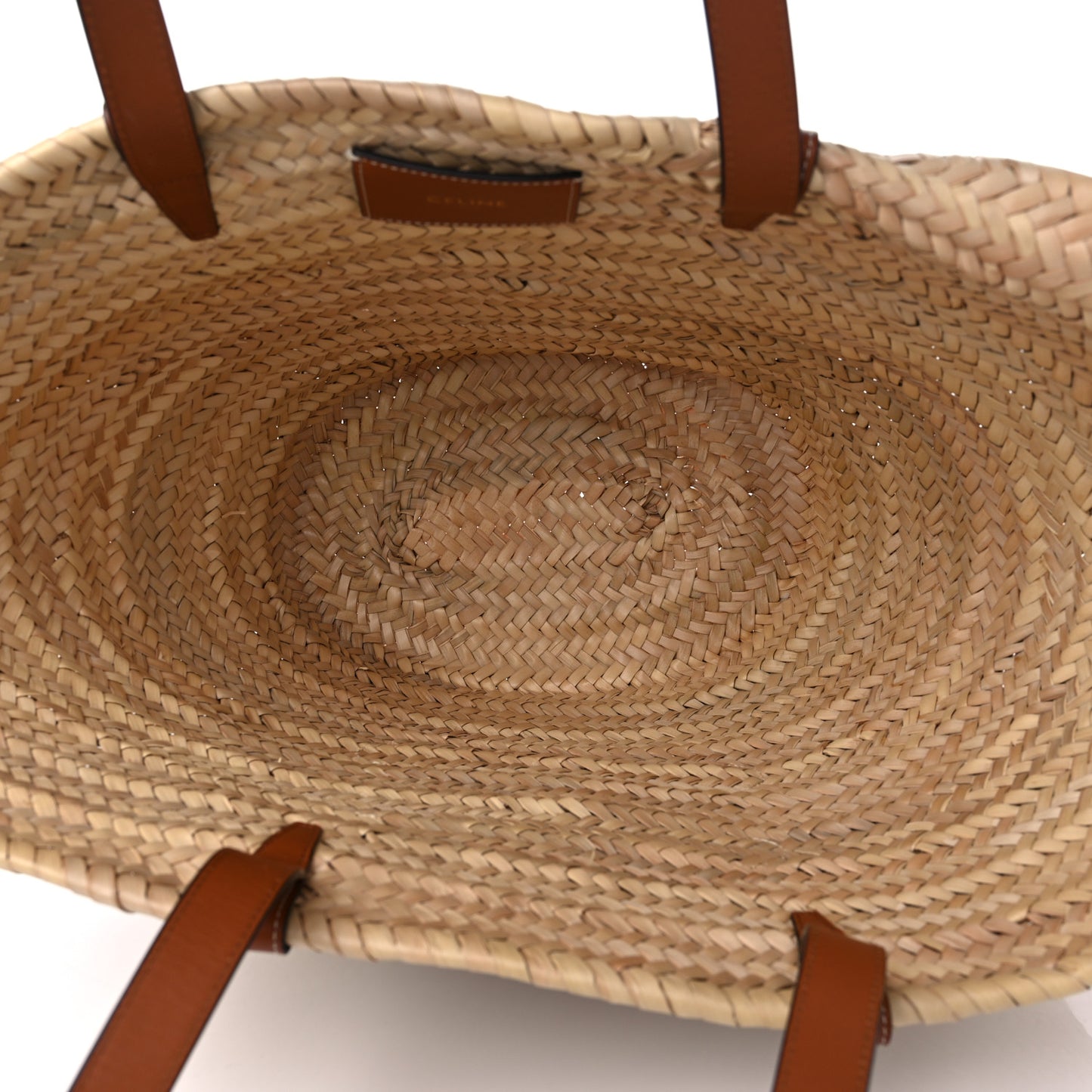 Raffia Calfskin Triomphe Medium Panier Tan