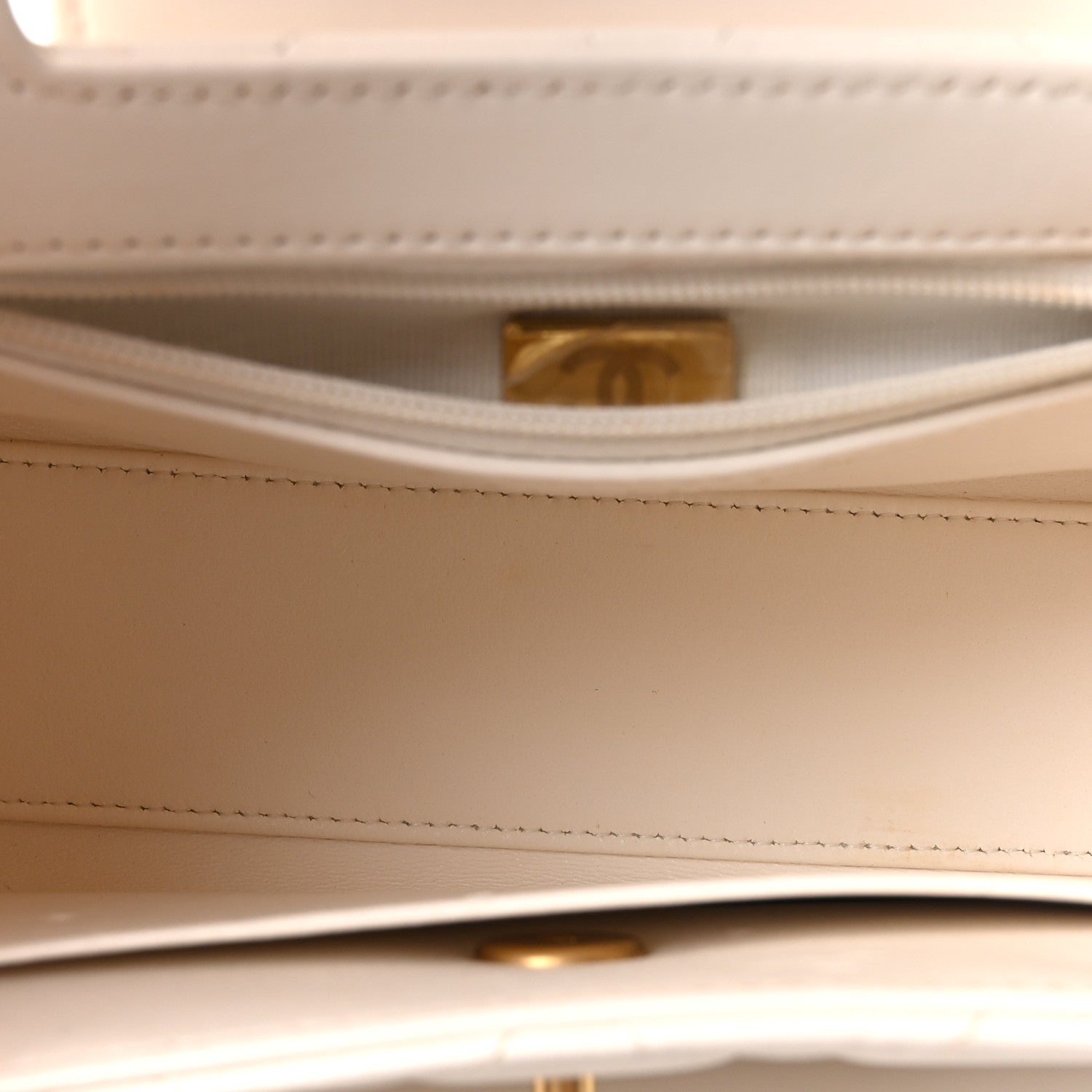 Chanel Shiny Aged Calfskin Quilted Nano Kelly Shopper White 4 of 10
