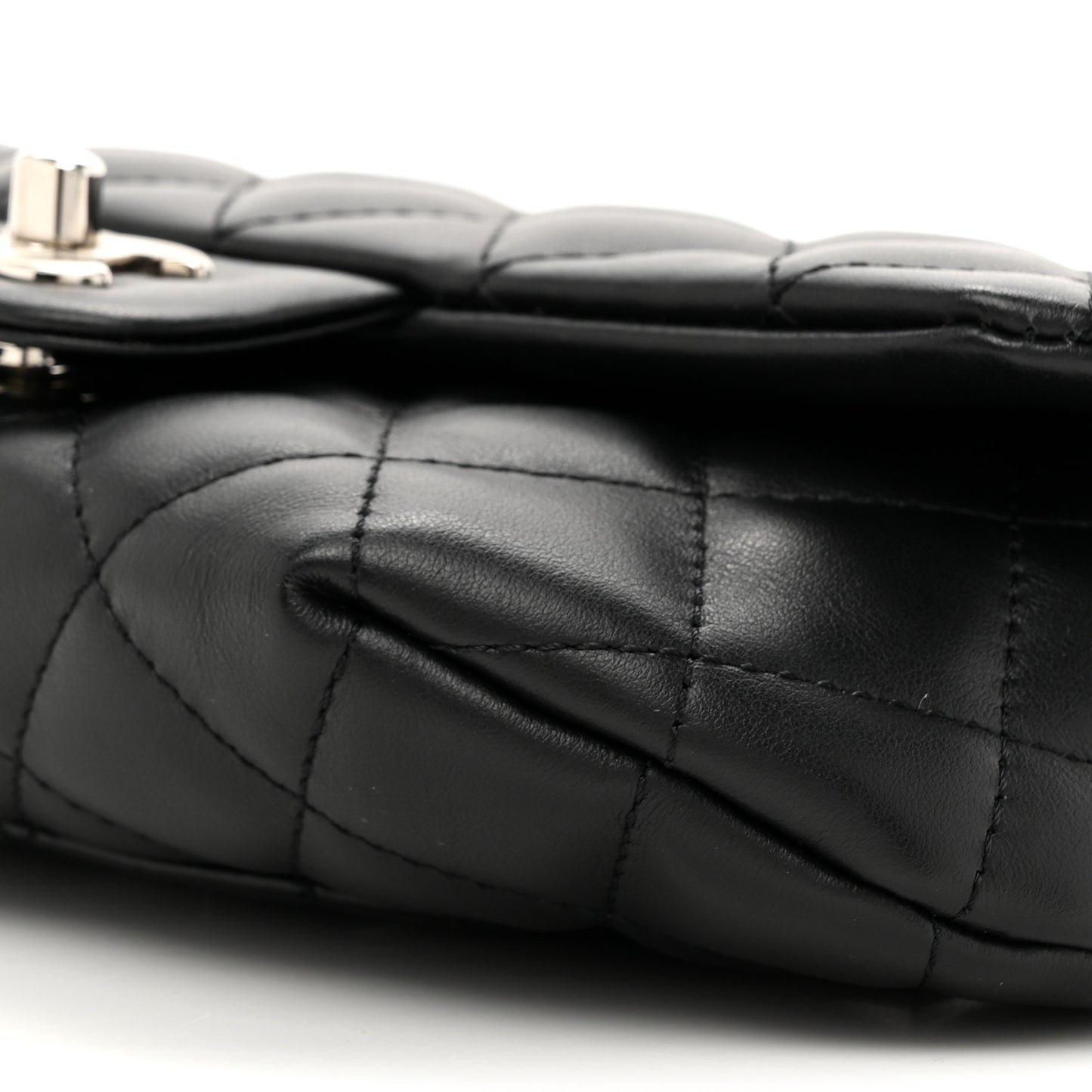 Calfskin Quilted CC Uniform Flap Belt Bag Black