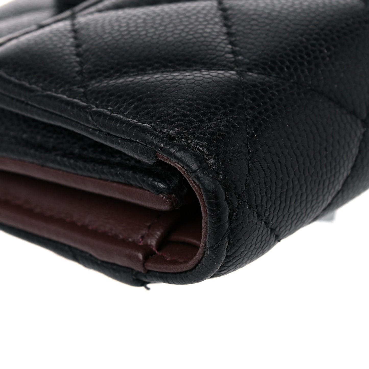 Caviar Quilted Compact Flap Wallet Black