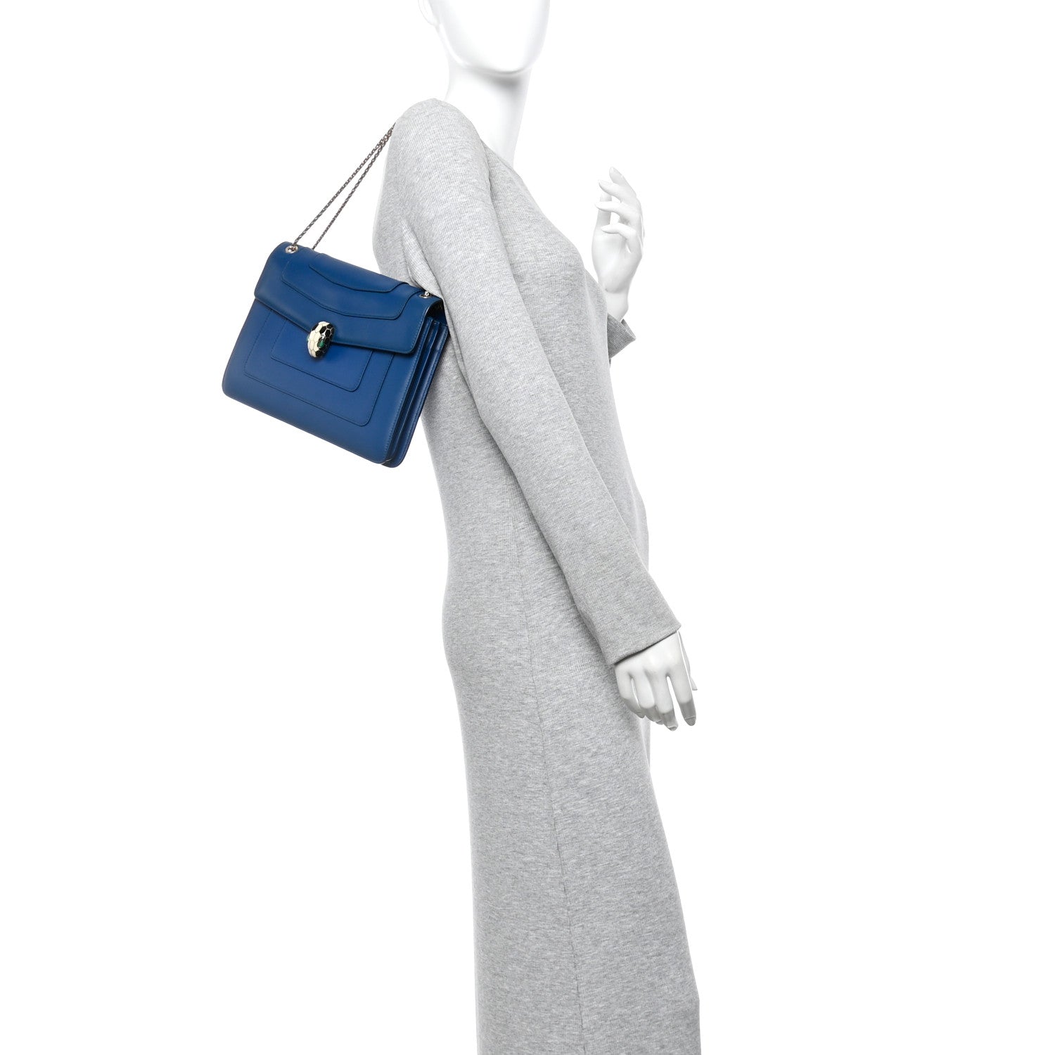 Bulgari Calfskin Serpenti Forever Shoulder Bag Navy 2 of 13