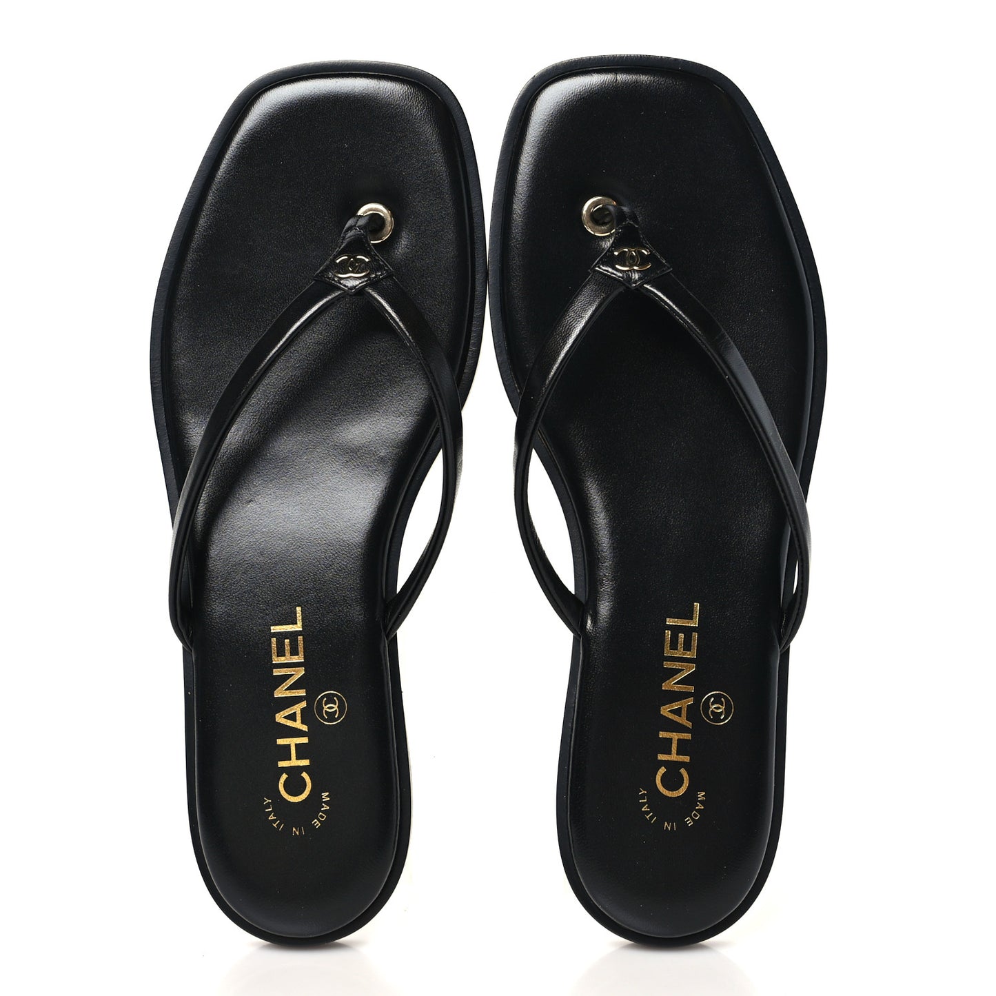 Goatskin CC Times Square Thong Sandals 39 Black