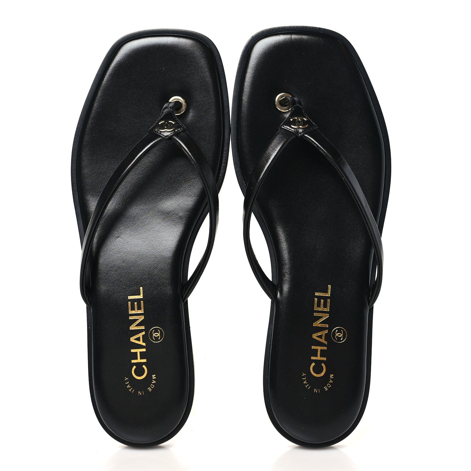 Chanel Goatskin CC Times Square Thong Sandals 39 Black 2 of 10