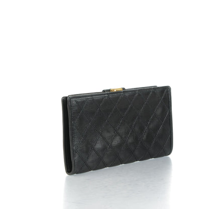 Chanel Lambskin Diamond Stitched French Wallet Black 3 of 8